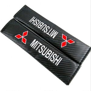2 Mitsubishi Embroidery Logo Seat Belt Cover Shoulder Pads.  Other Cars availabl